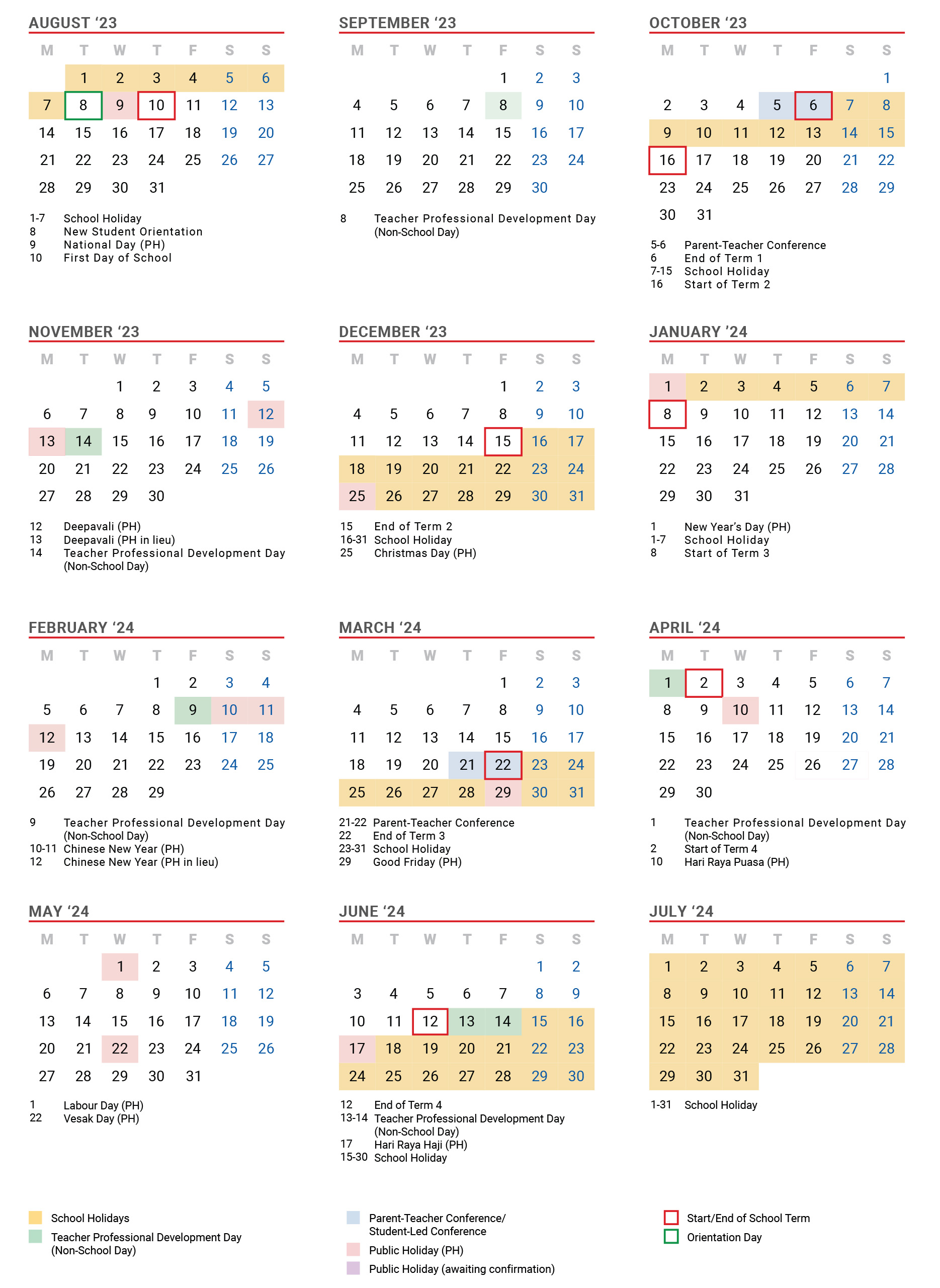 Calendar 2024 Singapore School Holiday - Cathy Danette